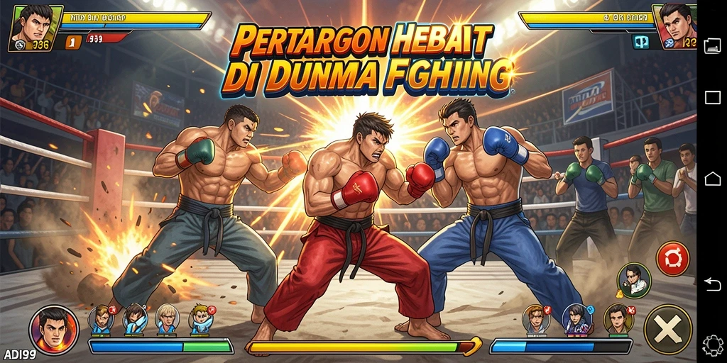 Tampilan seru dari gameplay ADI99 dalam pertarungan yang mendebarkan.