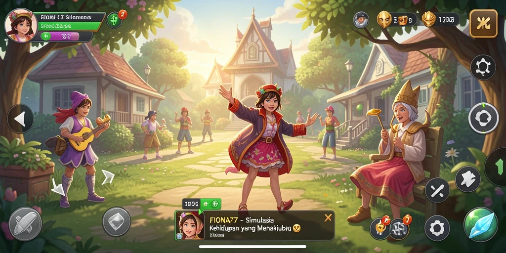 Tangkapan layar gameplay <strong>FIONA77</strong> yang menampilkan karakter dan lingkungan simulasi.