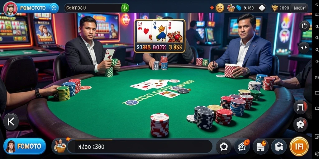 Tampilan menarik gameplay Poker di FOMOTOTO.
