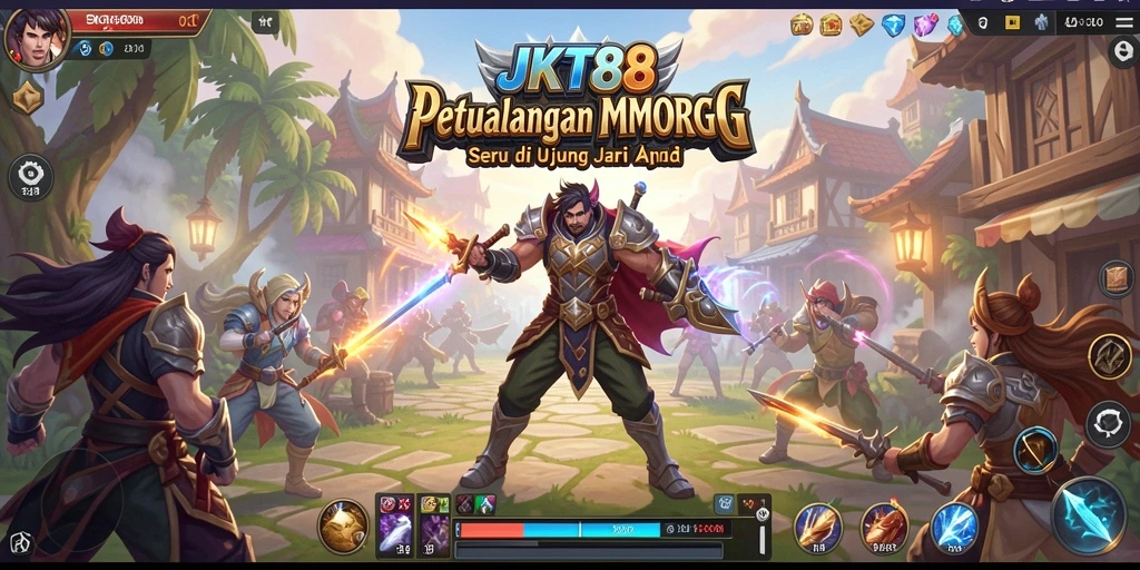 Screenshot gameplay JKT88 menampilkan pertarungan epik dalam dunia fantasi.
