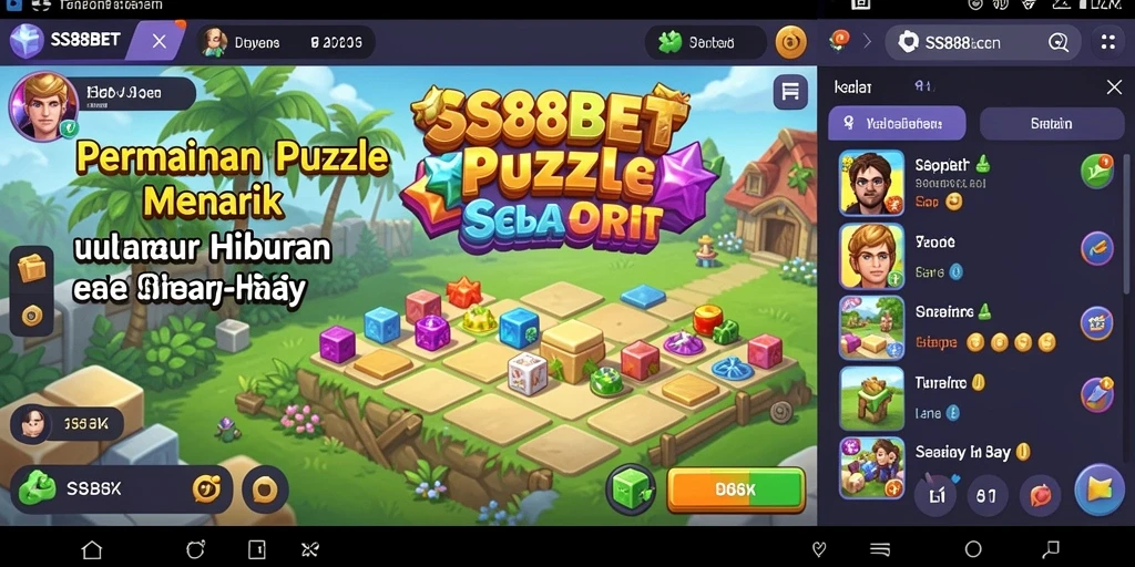 Tampilan gameplay SS88BET yang penuh warna dan menantang teka-teki.