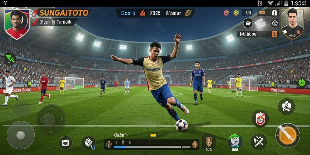 Tampilan gameplay yang seru dalam <strong>SUNGAITOTO</strong> di lapangan sepak bola.
