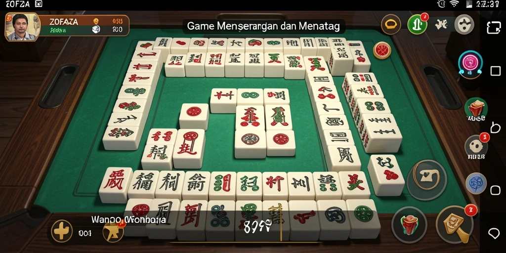 Tampilan gameplay ZOFAZA yang menarik dan seru dalam permainan Mahjong.